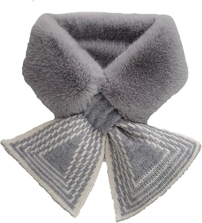 Sjaal dames - Sjaal dames winter - Dikke - Warme - Korte sjaals - Pluche kruissjaals - Neksjaals - Ultra Zacht - 75×10 cm - Grijs