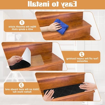 Set van 15 Antislip Trapmatten 55 x 19 cm Zelfklevende Tapijten voor Houten Trappen, Ideaal voor Kinderen, Ouderen en Huisdieren