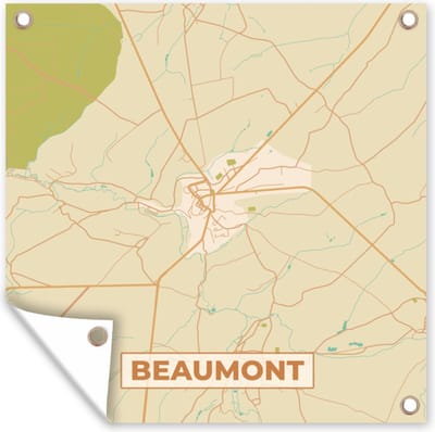 Tuin poster Beaumont - Plattegrond - Stadskaart - Vintage - Kaart - 200x200 cm - Tuindoek