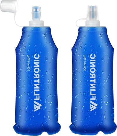 Vouwbare TPU Drinkflessen Set van 2, Zachte Fles, BPA-vrij, Ideaal voor Sport, Fietsen, Wandelen en Kamperen (500ml, Blauw)