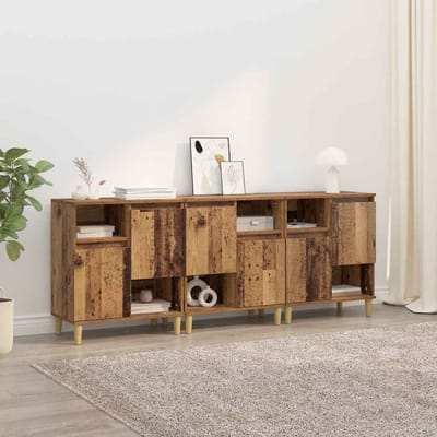 vidaXL - Dressoirs - 3 - st - Oud - Hout - 60 - x - 35 - x - 70 - cm - Bewerkt - hout