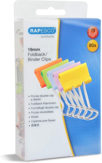 Papierklemmen - Kantoorklemmen - Documenten Bijeen - Herbruikbaar - 19 mm - Diverse Kleuren