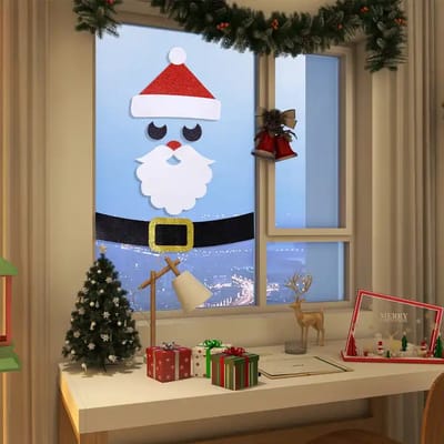 Without Lemon - Kerst Decoratie - Stickers Decoratie - Non Woven - Ramen - Deuren - Muur - Kerstmis - Sfeer - Incl. Dubbelzijdig Plakband - Kerstman