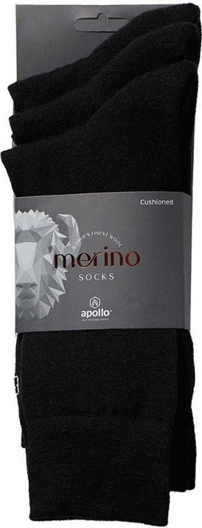 Apollo Sokken Wol/Terry 3-Pack Zwart - Sokken - 39-42