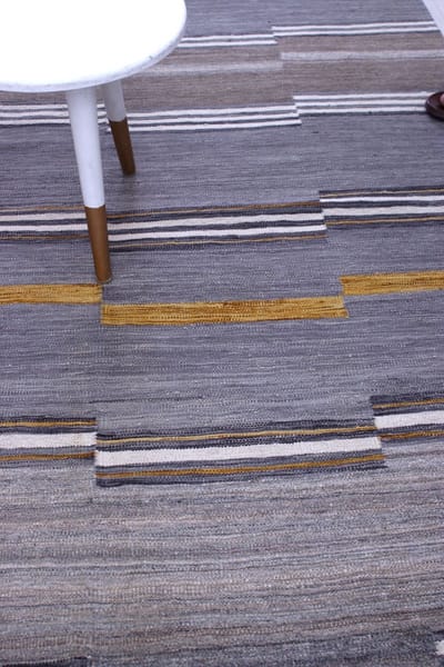 Grijs Tapijt Laagpolig Handgeweven Wollen Vloerkleed - Koho Afghan Modern Kelim 230x162 - 230x162cm- Modern - Woonkamer - Salon - Slaapkamer - Eetkamer