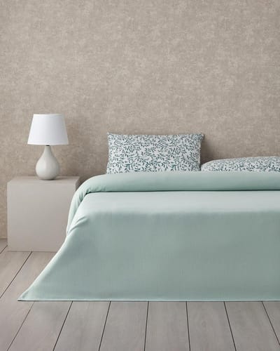 English Home - Pretty Ivy Zomerdekenset - Luxe Uitvoering - Incl. Hoeslaken 160x200+30 - Incl. 2 kussenslopen - 200x 220 cm - Groen/Turqoise