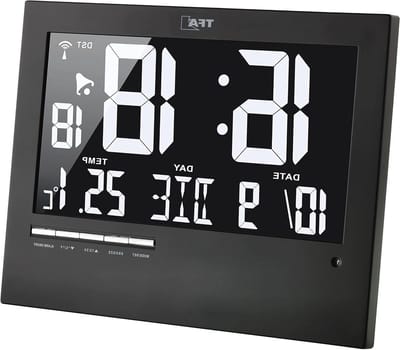 Digitale Wandklok - Radiogestuurde Klok - Tijd Weergeven - Automatische Achtergrondverlichting - 230 x 185 mm - Zwart