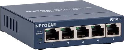 Netwerk Switch - Ethernet Hub LAN Switch - Netwerk Uitbreiding - Ventilatorloos Ontwerp - 5 Poorten - Blauw