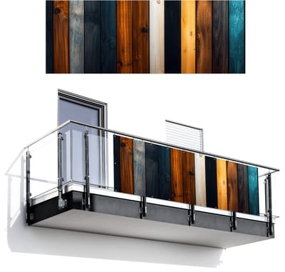 Balkonscherm 300x110 cm - Balkonposter Hout - Planken - Donker - Warm - Balkon scherm decoratie - Balkonschermen - Balkondoek zonnescherm
