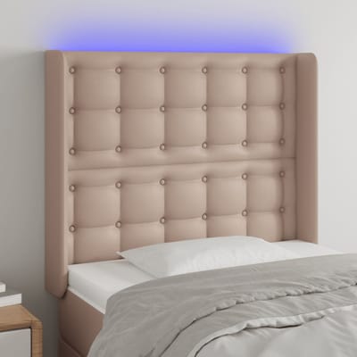 vidaXL - Hoofdbord - LED - 103x16x118/128 - cm - kunstleer - cappuccinokleurig