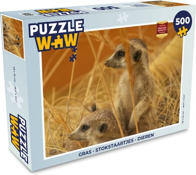 Puzzel Gras - Stokstaartjes - Dieren - Legpuzzel - Puzzel 500 stukjes