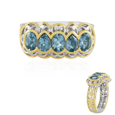 Cavill - Zilveren ring met 1,71 ct aquamarijn - 925 Sterling zilver met palladium - Ovale en peervormige edelstenen - Luxe duurzame ring
