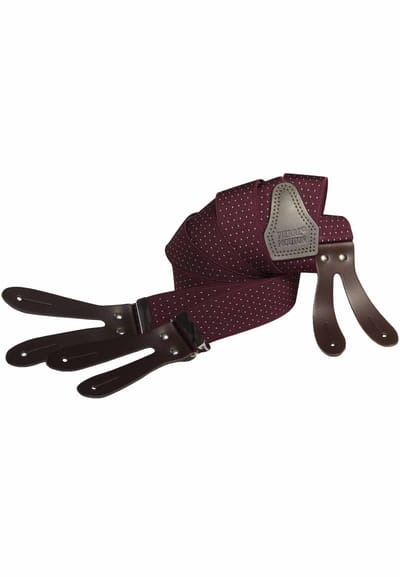 Pierre Mouton - Bretel - Volwassenen - Heren - Pin Point - Bretel - met Leertjes - Bordeaux - 120cm - 35mm - M - L