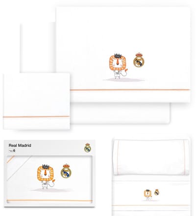 REAL MADRID™ Lakenset wieg 70x100 cm katoen wit/oranje zacht