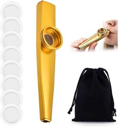 Kazoo Instrument - Mondfluitje Blaas Instrument - Muziek Maken - Aluminium Constructie - 12 cm - Goud