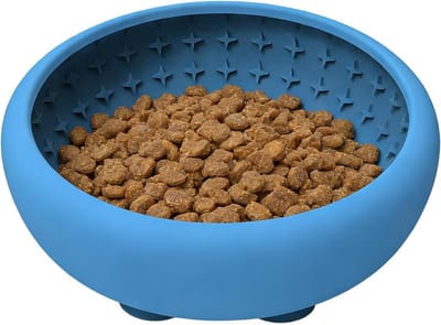 Honden Slow Feeder - Voerbak Hond - Gecontroleerd Eten - Antislip Zuignap - 18x18x7 cm - Blauw