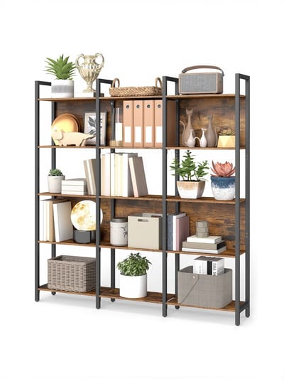 VASAGLE - Boekenkast - Met 5 Open Planken - Stabiel Stalen Frame - Industrieel Design