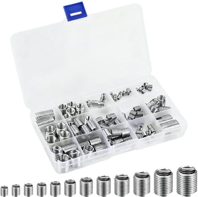 140 Stuk Schroefdraad Inserts - Zelftapper RVS Net Reparatieset M3-M12 met Opbergdoos voor Dagelijkse Reparatie - Auto - Mechanica - Doe-Het-Zelf