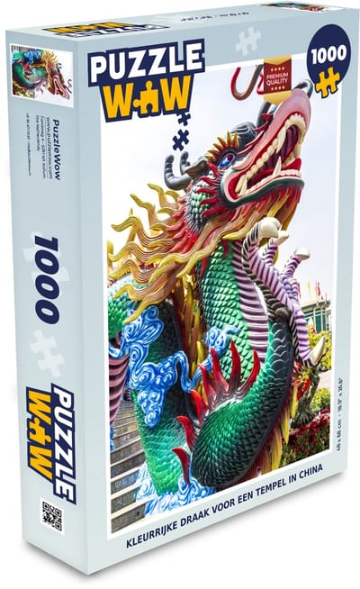 Puzzel Kleurrijke draak voor een tempel in China - Legpuzzel - Puzzel 1000 stukjes volwassenen