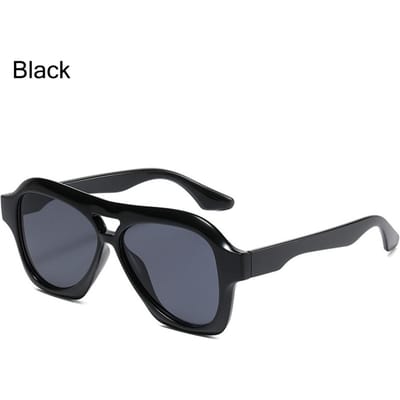 Oversized Dubbele Brug Zonnebril Retro Zwarte Glazen Trendy Piloten Zonnebril UV4 Oogbescherming Dames Zonnebril Y2K Oogbescherming
