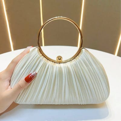 Sac à main pour femme Sac de soirée plissé Sac pour robe de soirée Sac de soirée apricot multicolore