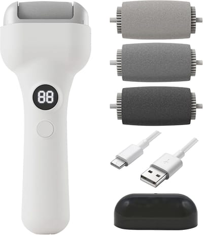 Elektrische Voet Vijl - Oplaadbaar 1200mAh - Waterdicht - 3 Snelheden en 3 Koppen - Draadloos - Digitale Display - Voor Eelt en Droge Huid - Thuis Pedicure Set