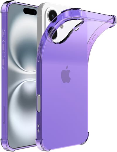 Smartphonica Telefoonhoesje Geschikt voor iPhone 16 Transparant Schokbestendig Siliconen Hoesje met Stootrand - Shockproof Back Cover Case - Paars geschikt voor iPhone 16