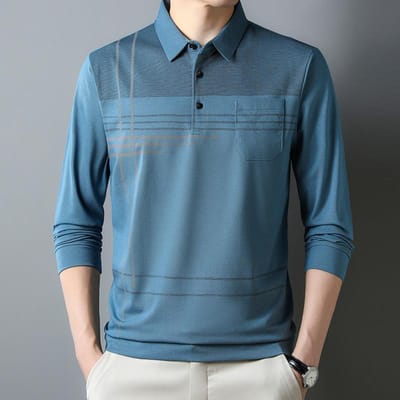Herfst Heren Lange Mouw Dunne Tops Onderhemden voor Jonge en Middelbare Mannen met Revers en Echte Zakken Casual Papa T-shirts voor Mannen XXXXL gray