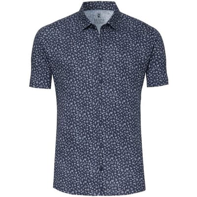 Desoto Overhemd Allover Mini Flowers Denim Look Donker Blauw / male