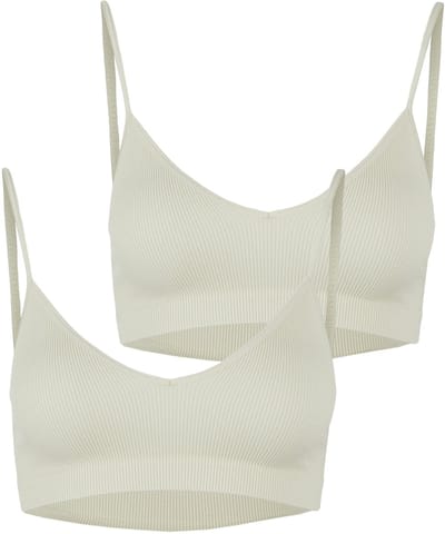Pieces Symmi Rib Sportbeha 2 Eenheden Wit L-XL Vrouw