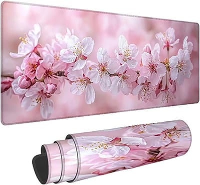 XXL Bureauonderlegger - Grote Muismat - Gaming en Kantoor - Antislip en Genaaid - 140x60cm - Bloemenlandschap