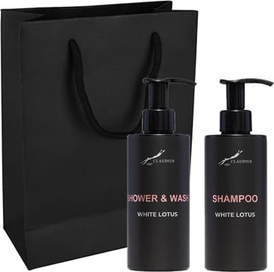 Douchepakket White Lotus - Shower & Wash + Shampoo - 300 ml per fles - set van 2 stuks - met luxe gift tas - cadeau - giftset voor hem en haar