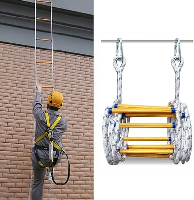 Touwladder - Levensladder - Snelle evacuatie - Vlamvertragend - 18 meter - Zwart