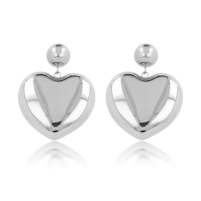 My Bendel - Zilverkleurige Hart Oorstekers - Hartvormige Oorstekers • Zilverkleurig • 25 Mm - met Luxe Cadeauverpakking | Sieraden Voor Dames