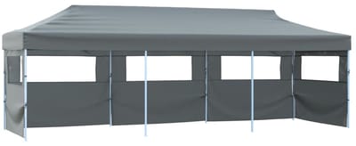 Partytent opvouwbaar - Paviljoen - 3x9 - Easy up - Waterdicht - met Zijwanden - Weerbestendig - Antraciet