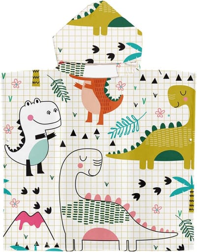 Kinderen Poncho Badponcho met Capuchon voor Zwemmen en Strand, Dinosaurusthema, Ideaal voor Zwemmen en Zonnebaden