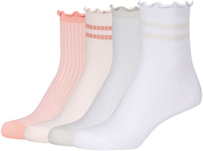 s.Oliver damesshorties, Originals-sokken, 4-pack, biologisch katoen, geribbelde sokken voor dames, korte sokken, sneakersokken voor dames, verstevigde hiel en teen