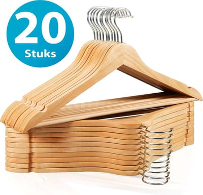 Kledinghangers - Kleerhangers - Broekhanger - 20 stuks - Hardhout - Kledinghangers voor Alle leeftijden - georganiseerde Kledingkast