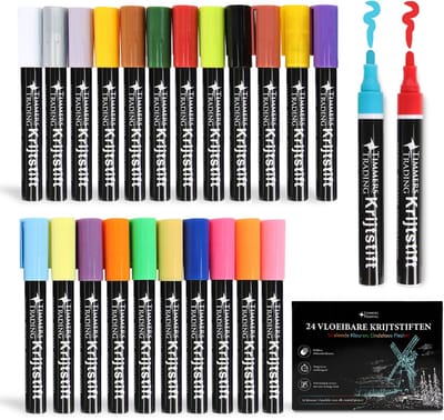 Raamstiften afwasbaar 24 kleuren - Krijtstiften voor krijtbord - Kalkstiften - Krijtstiften voor raam - Krijtmarker - Whiteboard Stiften - Whiteboard Marker