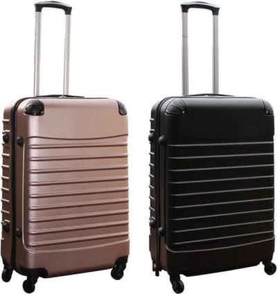 Travelerz kofferset 2 delige ABS groot - met cijferslot - 69 liter - rose goud - zwart