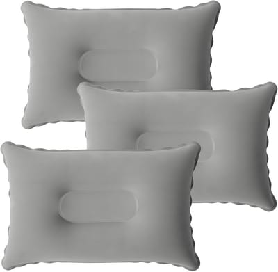 Set van 3 Opblaasbare Strand- en Campingkussens Grijs