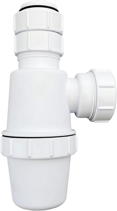 Verstelbare Afvoer - Sifon Fles - Onder Gootsteen - 75mm Water Zegel - 32mm Pijp - Wit