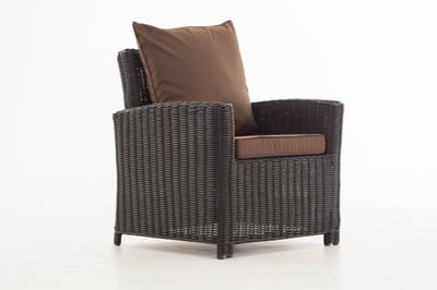 Comfortabele Buitenfauteuil met Kussens - Uv-bestendig Polyrotan Tuinstoel Zwart