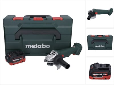 Metabo W 18 L 9-125 accu haakse slijper 18 V 125 mm + 1x accu 5,5 Ah + metaBOX - zonder oplader