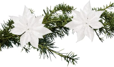 Cosy & Trendy Kerstboomversiering - 2x - bloem - op clip - witte kerstster - 18 cm
