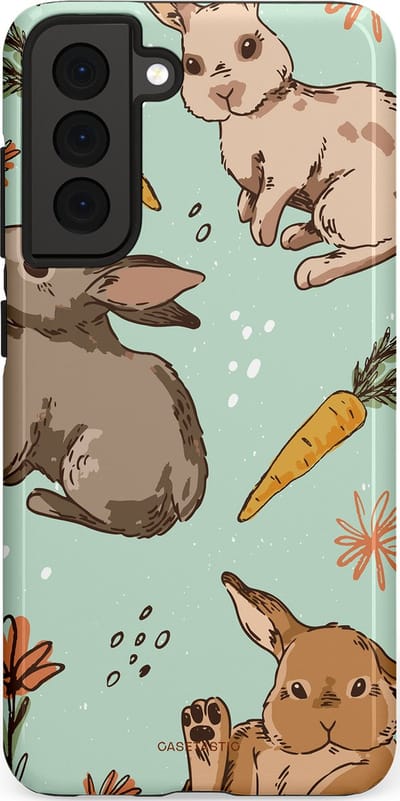 Casetastic Hoesje Geschikt voor Samsung S21 FE - Stijlvolle Beschermende Duo-layer Case - Hop hop knappel