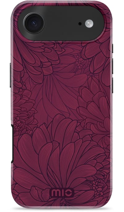 Mio by Mobilize Hoesje geschikt voor Apple iPhone Air MagSafe Telefoonhoesje Hardcase | Mio by Mobilize Backcover | Geschikt voor MagSafe | Geschikt voor Draadloos Opladen met Magnetische Ring | Geschikt voor MagSafe Case - Berry Blooms | Rood