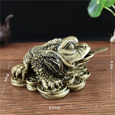Gouden Driebenige Pad Kikker Standbeeld Sculptuur Ornament Boeddhabeeld Hars Beeldjes Geluksgeschenken Geldmunt Huisdecoratie beige