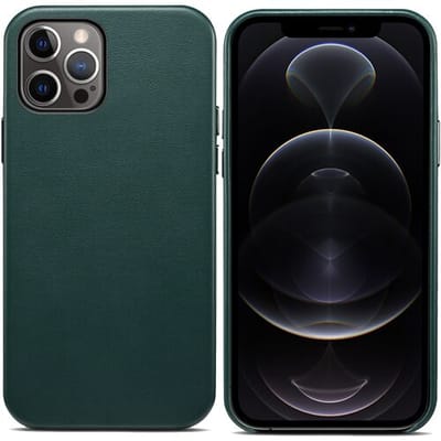 ShieldCase telefoonhoesje geschikt voor Apple iPhone 13 Pro leren hoesje - groen - Lederen case - Backcover leder - Leren hoesje met harde buttons