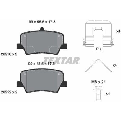 Remblokset TEXTAR 2051001, achter